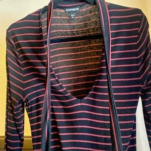 Express brand - Black Striped V Neck w Tie
